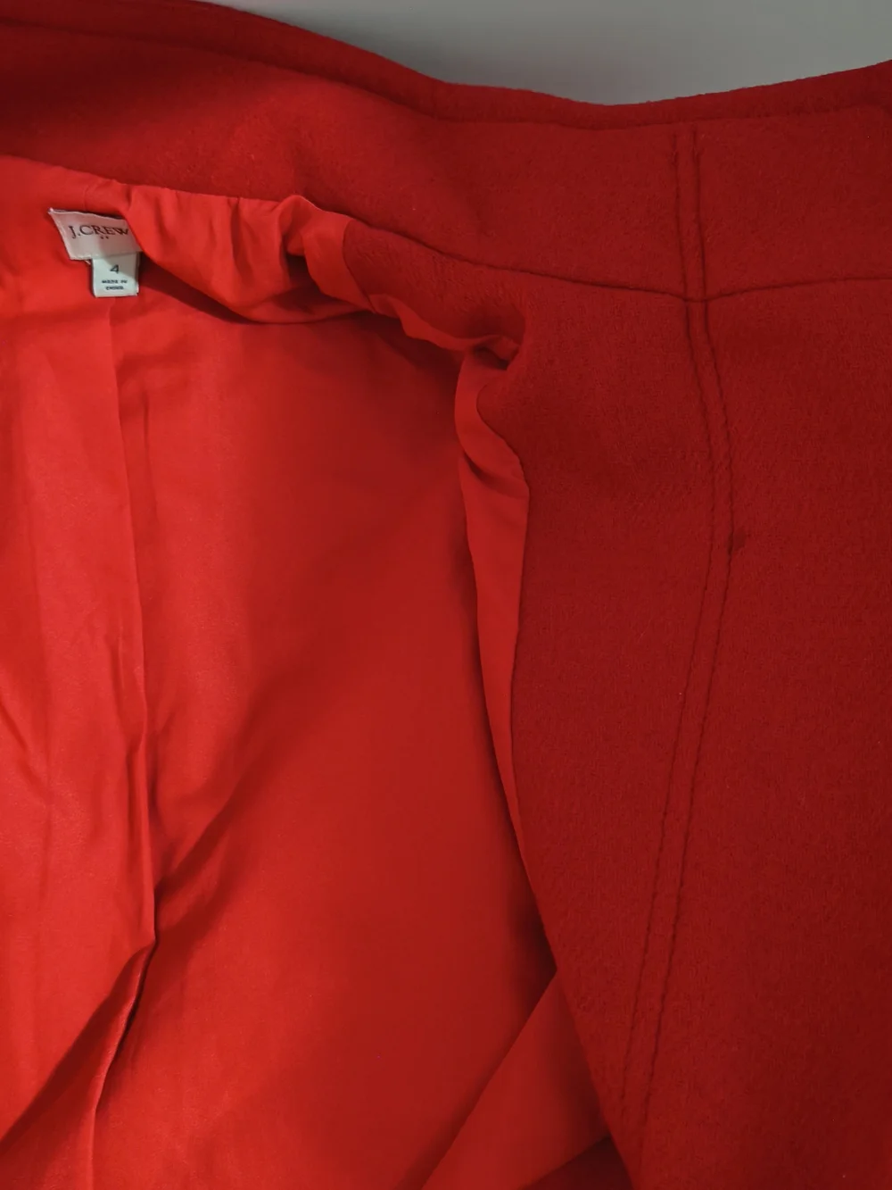 J. Crew Red Wool-Blend Stand Collar Pea Coat - Picture 9 of 9